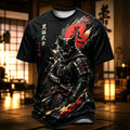 Herren T-Shirt mit Brave Black Cat Samurai Japanese Art Print