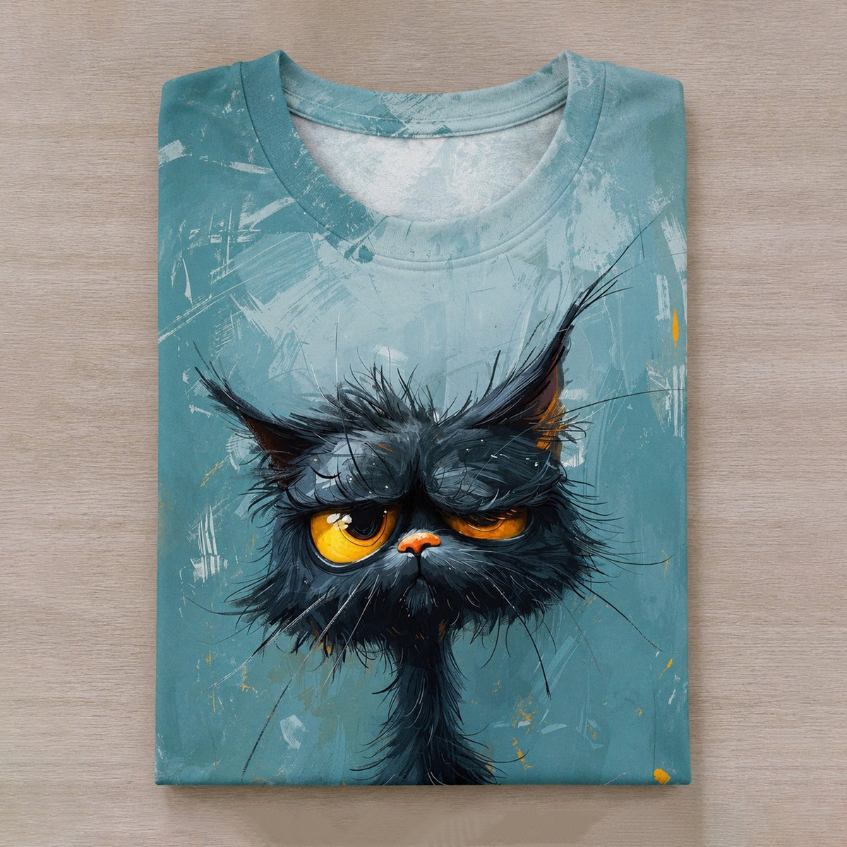 Fun Black Cat Pop Print Pattern T-shirt