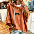Women's Casual Funny Black Cat Print Sweatshirt