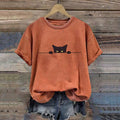 Abstract Creative Black Cat Graphic Casual T-shirt
