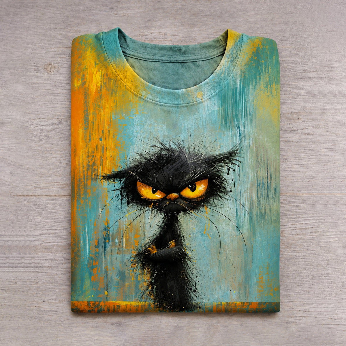 Fun And Angry Cat Print T-shirt