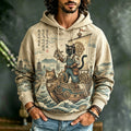 Herren Vintage Japanische Katze Kunst Print Freizeit Hoodie