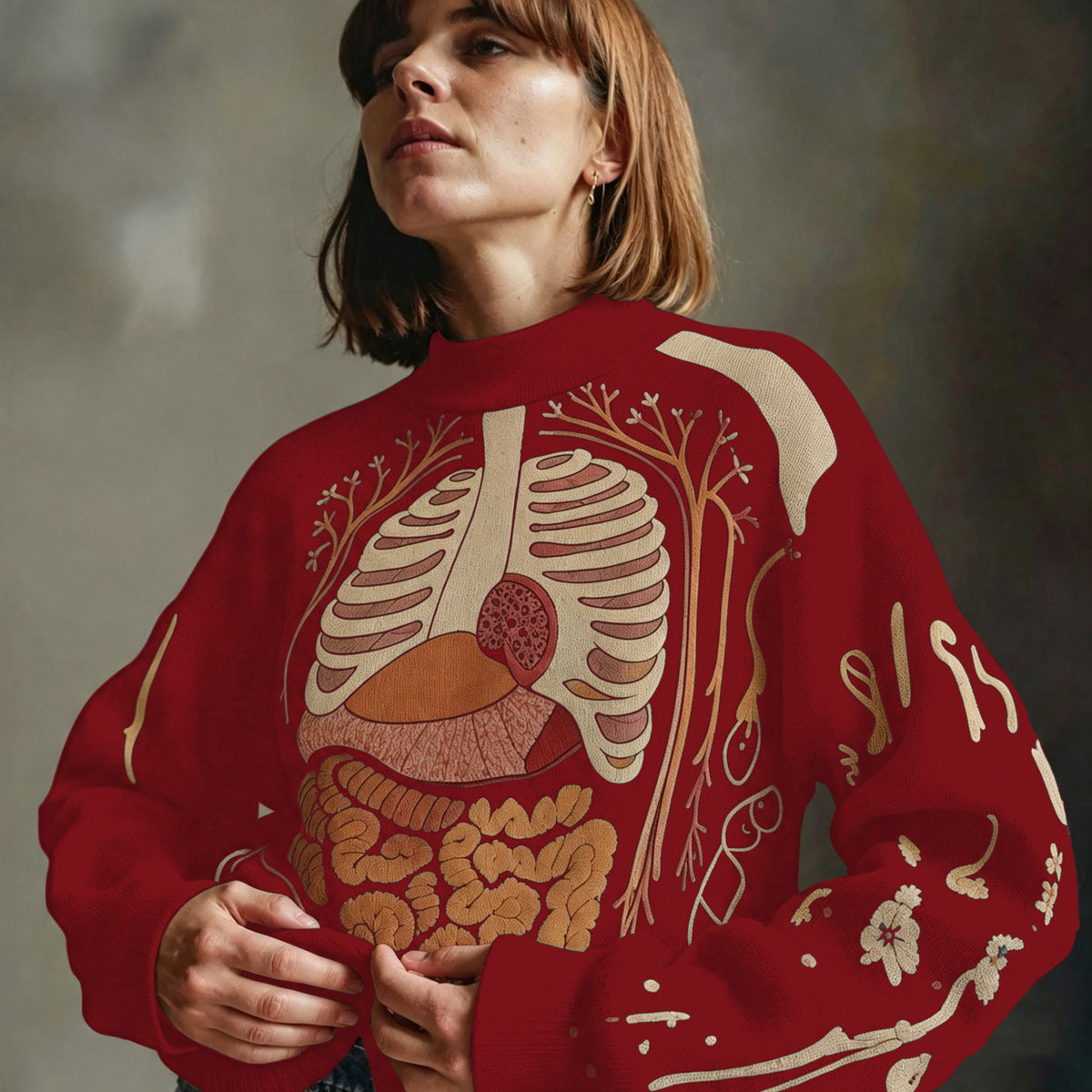 Classic Halloween Anatomy Art Chunky Knitted Sweater