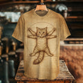 Herren T-Shirt mit Kunstdruck „Goldener Schnitt Katze“