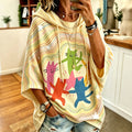 Women's Cute Cat Dancing Line Art Pattern Casual Hoodie