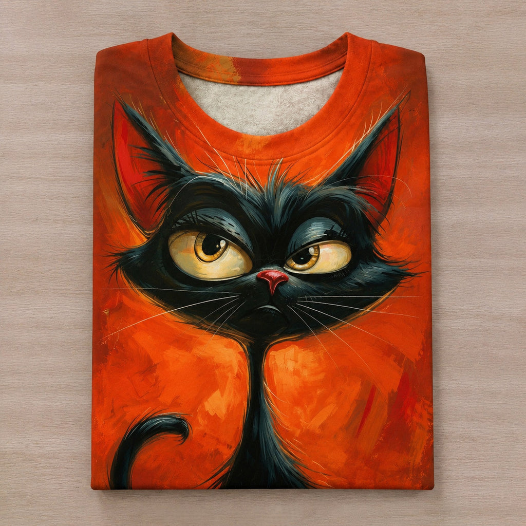 Proud Black Cat Print T-shirt