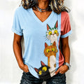 Damen Süßes T-Shirt mit Katzenmotiv